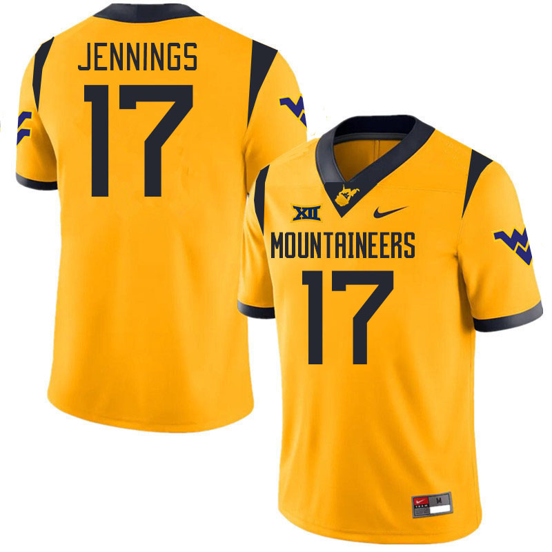 #17 Zae Jennings West Virginia Mountaineers College 2024 New Uniforms Football Jerseys Stitched Sale-Gold